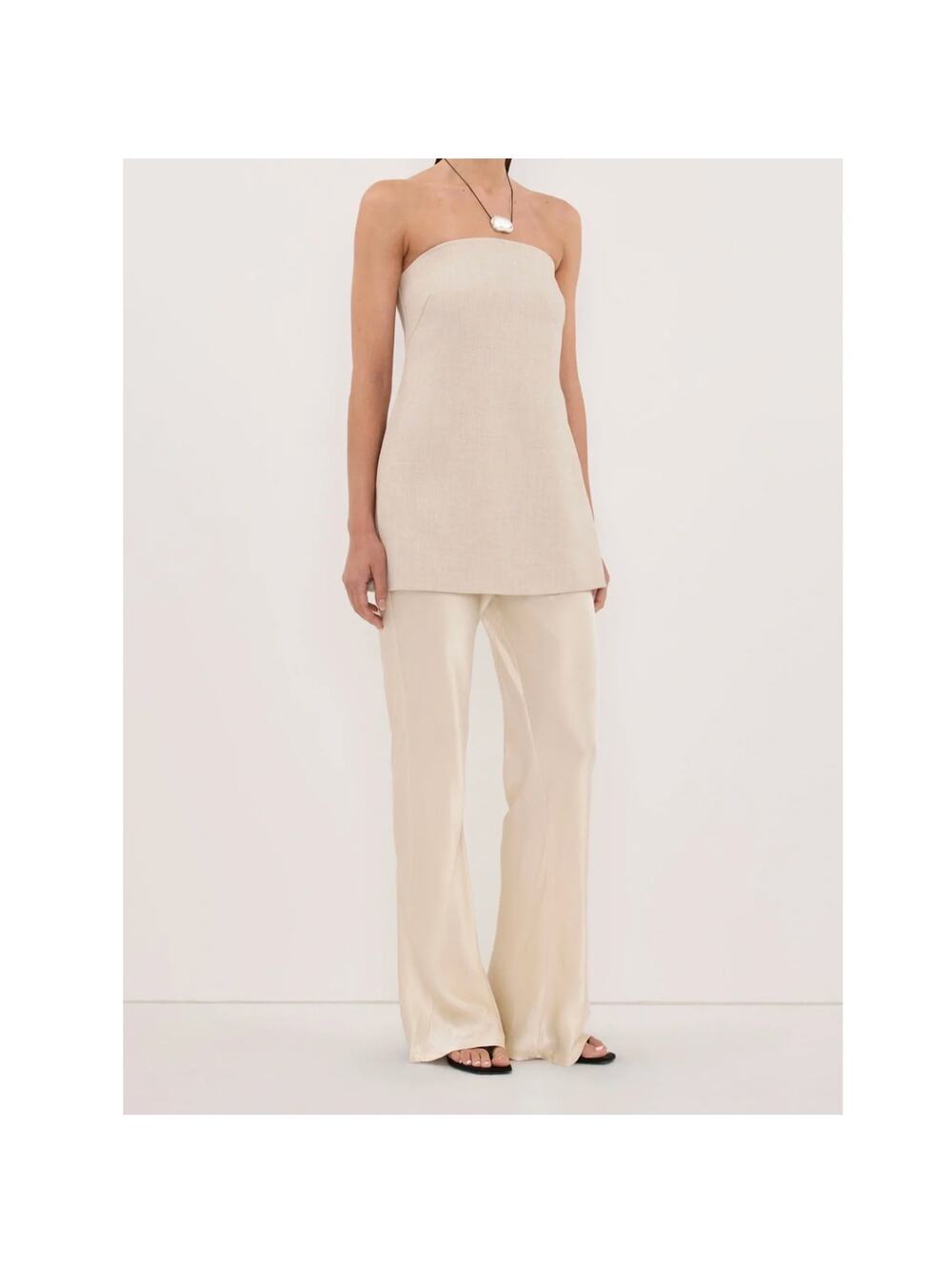 Retail $109.99 NWT DISSH Simone Satin Bias Pant in Pearl US 4 Cream White